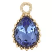 Azzurro - Pendentif goutte en verre facetté 13x8mm - Doré - Bleu clair x1 Pendentif goutte en verre facetté 13x8mm - Doré - Bleu clair x1