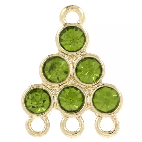 Pendente a candelabro 18x13,5 mm con cabochon in vetro - Oliva - Dorato x1