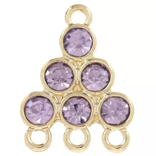 Pendente a candelabro 18x13,5 mm con cabochon di vetro - Lilla - Dorato x1