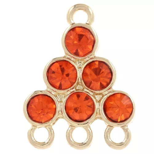 Pendente a candelabro 18x13,5 mm con cabochon in vetro - Giacinto - Dorato x1