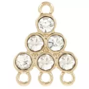 Pendente a candelabro 18x13,5 mm con cabochon in vetro - Cristallo - Dorato x1