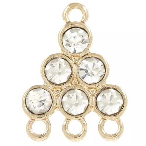 Pendente a candelabro 18x13,5 mm con cabochon in vetro - Cristallo - Dorato x1