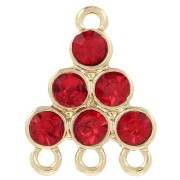 Pendente a candelabro 18x13,5 mm con cabochon in vetro - Rosso - Dorato x1|raw }}