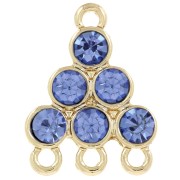 Pendente a candelabro 18x13,5 mm con cabochon di vetro - Blu - Dorato x1|raw }}