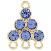Pendente a candelabro 18x13,5 mm con cabochon di vetro - Blu - Dorato x1