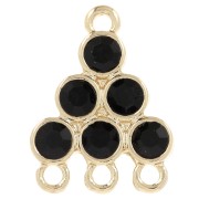Pendente a candelabro 18x13,5 mm con cabochon in vetro - Nero - Dorato x1