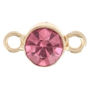 Distanziatore in vetro sfaccettato da 4 mm - Dorato - Rosa x1