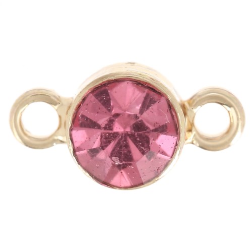 Distanziatore in vetro sfaccettato da 4 mm - Dorato - Rosa x1