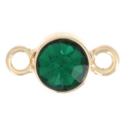 Distanziatore in vetro sfaccettato da 4 mm - Dorato - Verde smeraldo x1