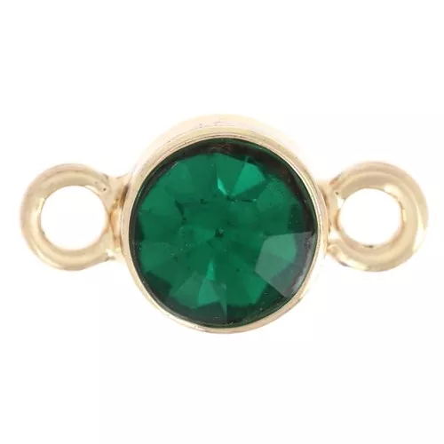 Distanziatore in vetro sfaccettato da 4 mm - Dorato - Verde smeraldo x1