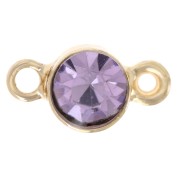 Distanziatore in vetro sfaccettato da 4 mm - Dorato - Lilla x1