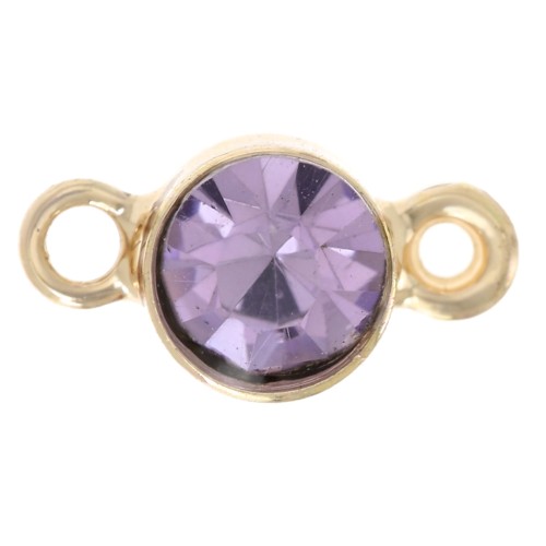 Distanziatore in vetro sfaccettato da 4 mm - Dorato - Lilla x1