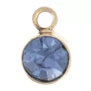 Ciondolo rotondo 4 mm in vetro sfaccettato - Dorato - Azzurro x1