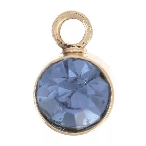 Ciondolo rotondo 4 mm in vetro sfaccettato - Dorato - Azzurro x1