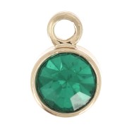 Ciondolo rotondo da 4 mm in vetro sfaccettato - Dorato - Verde smeraldo x1