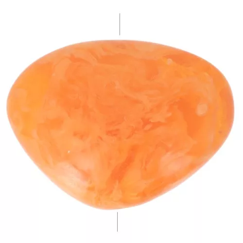 Perla piatta irregolare in resina traslucida 20x27 mm - Arancione marmorizzato x1