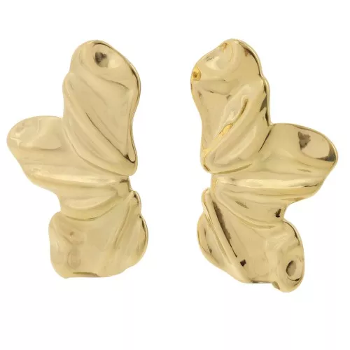 Orecchini a mezzo fiore 45x25 mm effetto plissettato - Acciaio inossidabile 304L Dorato x2