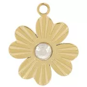 Ciondolo a forma di trifoglio 12x9 mm con strass - Acciaio inossidabile 316L dorato x1