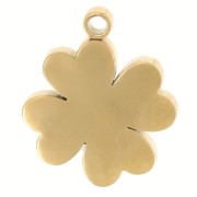 Ciondolo a forma di trifoglio striato 12x9,5 mm con strass - Acciaio inossidabile 304 Dorato x1