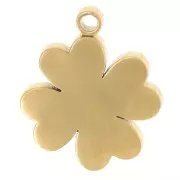 Ciondolo a forma di trifoglio striato 12x9,5 mm con strass - Acciaio inossidabile 304 Dorato x1