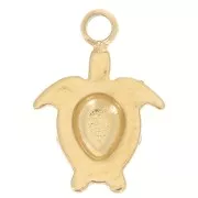 Mini ciondolo tartaruga 9x7 mm con strass - Acciaio inossidabile 304L Dorato x1