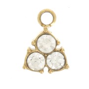 Mini ciondolo a triangolo 6,5x5 mm con strass - Acciaio inossidabile 304L Dorato|raw }}