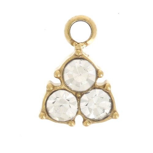 Mini ciondolo a triangolo 6,5x5 mm con strass - Acciaio inossidabile 304L Dorato