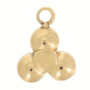 Mini ciondolo 7,5x6 mm con 3 strass - Acciaio inossidabile 304L Dorato