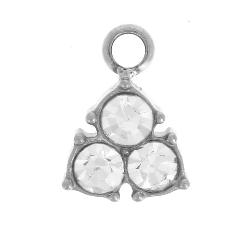 Mini ciondolo a triangolo 6,5x5 mm con strass - Acciaio inossidabile 304L x1