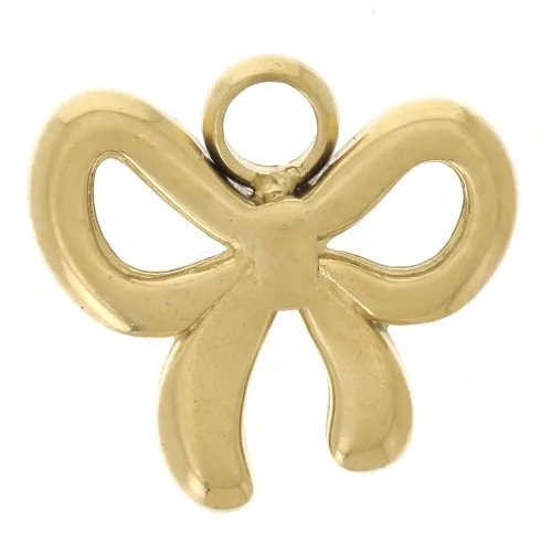 Ciondolo con fiocco 9x10 mm - Acciaio inossidabile 304L Dorato x1