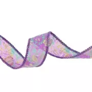 Rosa - Rubans de soie 18 mm - motifs fleurs japonaises - Violet x1m Rubans de soie 18 mm - motifs fleurs japonaises - Violet x1m