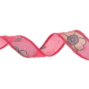 Nastri di seta da 18 mm - Fiori giapponesi - Rosso x1m