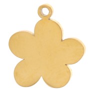 Ciondolo a fiore da 11 mm con resina epossidica - Acciaio inossidabile 316L Dorato - Rosa x1