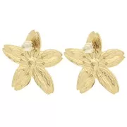 Orecchini con fiori di ciliegio 31x33 mm - Acciaio inossidabile 304L Dorato x2