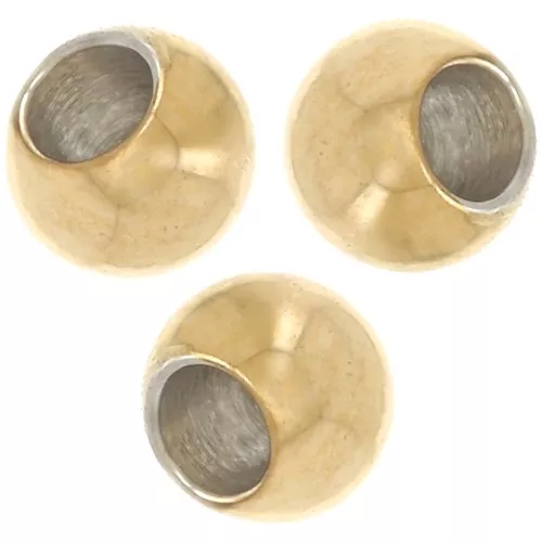 Perle rotonde appiattite 3x2 mm - Acciaio inossidabile 304L Dorato x10