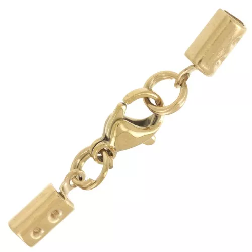Chiusura a moschettone con fermaglio a laccio rotondo da 3 mm - acciaio inossidabile Dorato 304L x1