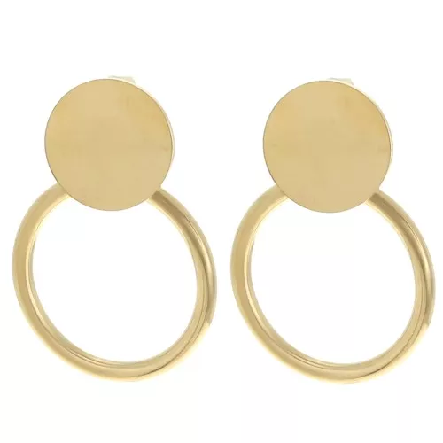 Orecchini tondi con cerchio scavato 27x20 mm - Acciaio inossidabile 304L Dorato x2