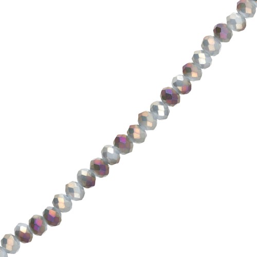 Perline sfaccettate rotonde - rotonde appiattite - 6x5 mm Opale Grigio Chiaro Iris x40cm