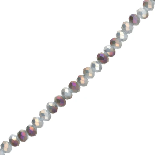 Perline sfaccettate rotonde - rotonde appiattite - 6x5 mm Opale Grigio Chiaro Iris x40cm