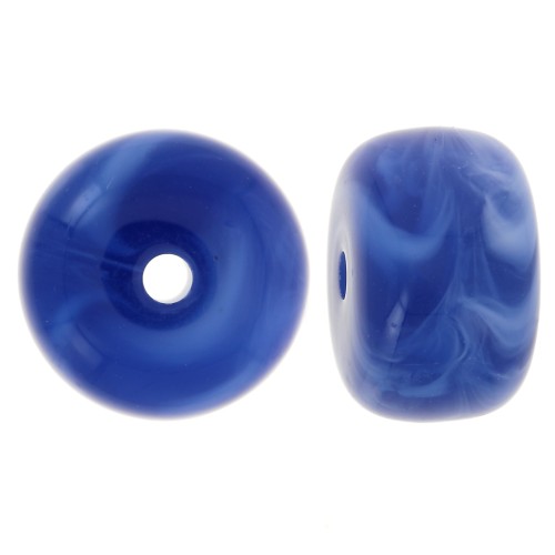 Perline acriliche a foro largo 14,5x9 mm - Blu scuro marmorizzato x20
