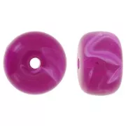 Perline acriliche a foro largo 14,5x9 mm - Magenta marmorizzato x20