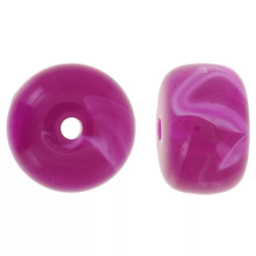 Perline acriliche a foro largo 14,5x9 mm - Magenta marmorizzato x20