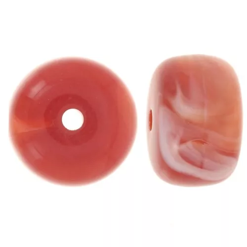 Perline rondelle acriliche 14,5x9 mm, fori grandi - Terracotta marmorizzata x20