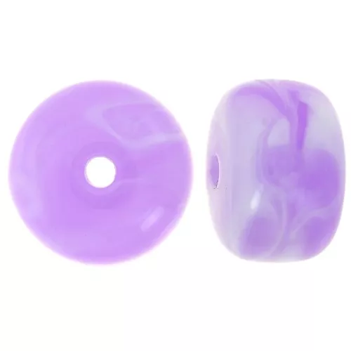 Perline acriliche a foro largo 14,5x9 mm - Lilla marmorizzato x20
