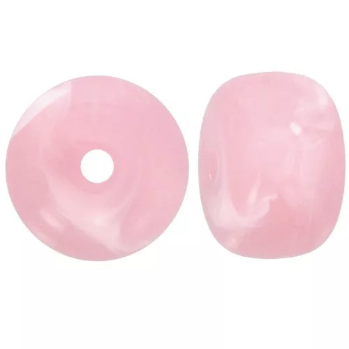 Perline rotonde a fori grandi 14,5x9 mm in acrilico - Rosa antico marmorizzato x20
