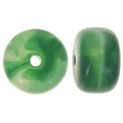 Perline acriliche a foro largo 14,5x9 mm - Verde scuro marmorizzato x20