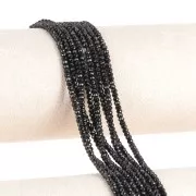 Perle di pietra semipreziosa tonda appiattita sfaccettata 3x2 mm - Spinello nero x38cm