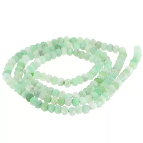 Perle tonde appiattite sfaccettate 3.5x2.5mm pietra semipreziosa Crisoprasio x39cm