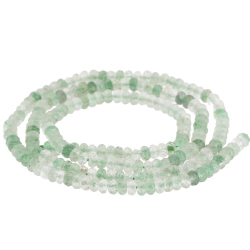 Perle rotonde sfaccettate appiattite 3x2 mm - Quarzo Fragola Verde x39cm