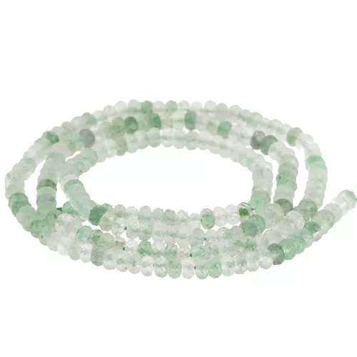 Perle rotonde sfaccettate appiattite 3x2 mm - Quarzo Fragola Verde x39cm